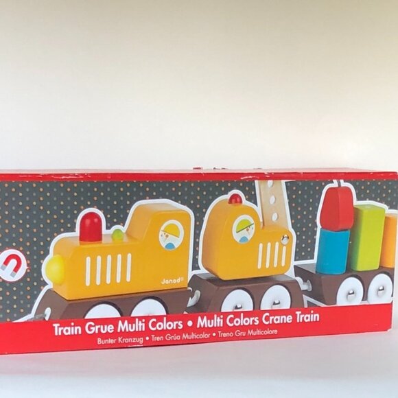 Janod Multi Color Crane Train with Safety Magnetic Blocks 2 Games in 1 Age 2+ - Picture 10 of 11